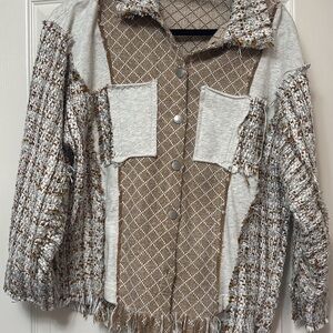 Miss Me Brown and Cream Button Down Shirt